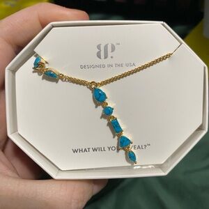 bp Gold-Tone Necklace with Turquoise Accent Drops